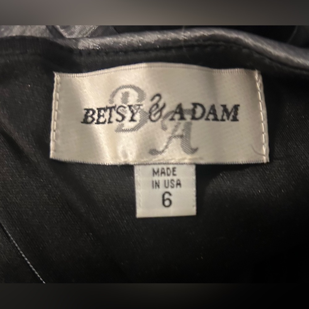 Vintage Betsy & Adam Black and Silver One-Shoulder Velvet Dress with Poof Flower - Picture 2 of 4